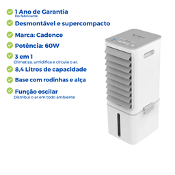 Climatizador Ar Frio 3 em 1 Ventilador Umidificador Purificador 8,4 Litros Cadence - 4
