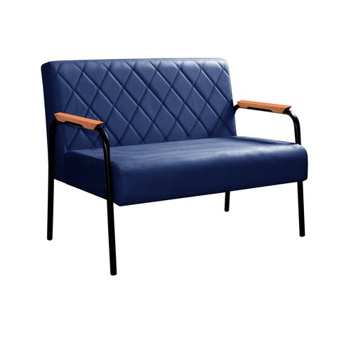 Sofá Namoradeira Ludmilla 2 Lugares Decoração, Sala, Recepção - Suede Azul Marinho