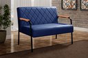 Ver imagem 3 de Sofá Namoradeira Ludmilla 2 Lugares Decoração, Sala, Recepção - Suede Azul Marinho