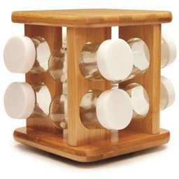 Porta Condimentos Temperos Em Bambu 8 Potes - 1