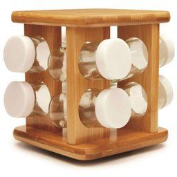 Porta Condimentos Temperos Em Bambu 8 Potes - 2