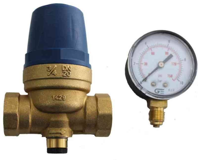 Válvula 3/4 regulador pressão água com manômetro Fêmea - 1