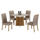 Ver imagem 2 de Mesa de Jantar Ambiente Jade 90cm Cinamomo Off White com 4 Cadeiras Lara Linho Bege - Valdemóveis