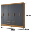 Ver imagem 4 de Guarda Roupa Casal Flórida 8 Portas Freijó Cinza Moval