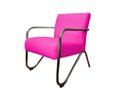 Ver imagem 1 de Poltrona Decorativa Bela Couro Rosa Pink Braço Cromado Ms Decor