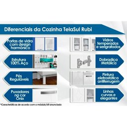 Armário Aéreo p/ Cozinha Rubi 2 Portas Branco - Telasul - 2