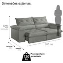 Ver imagem 4 de Sofá Istambul Retrátil e Reclinável Caixa Zero 2,00m Pillow de 15cm - Movenzo Estofados