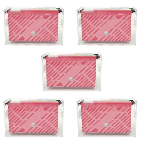 5 Organizadores Pastas Suspensas para Escritório Dellocolor Arquivos com Pastas Coloridas