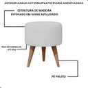 Ver imagem 4 de Puff Madri Banqueta Redonda em Linho Pés Eucalipto Pufe Sala:marrom