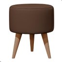Ver imagem 1 de Puff Madri Banqueta Redonda em Linho Pés Eucalipto Pufe Sala:marrom