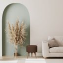 Ver imagem 3 de Puff Madri Banqueta Redonda em Linho Pés Eucalipto Pufe Sala:marrom