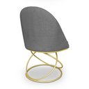 Ver imagem 6 de Kit 02 Cadeiras Poltrona de Jantar Bela Linho Grafite Base Metálica Luxo Dourado - Pallazio