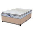 Ver imagem 1 de Cama Box Casal Probel Espuma D33 Pillow Top 138x188x56cm Guarda Costas Lyon Branco/Bege