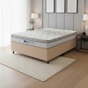 Ver imagem 2 de Cama Box Casal Probel Espuma D33 Pillow Top 138x188x56cm Guarda Costas Lyon Branco/Bege