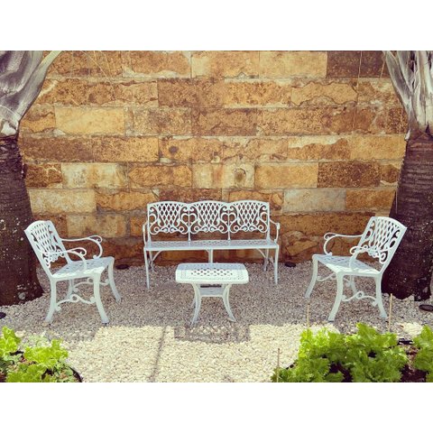 Conjunto para Jardim Búzios (01 Mesinha + 02 Poltronas + 01 Banco 3 Lugares) Piscina Varanda Clube H