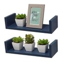 Ver imagem 1 de Kit 2 Prateleiras U 30 X 15cm Azul Suporte Invisível