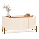 Ver imagem 1 de Buffet Studio 1,60m Off White Nature com 4 Portas e Pés de Madeira Maciça 70333 Imcal