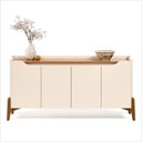 Ver imagem 4 de Buffet Studio 1,60m Off White Nature com 4 Portas e Pés de Madeira Maciça 70333 Imcal