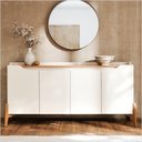 Ver imagem 3 de Buffet Studio 1,60m Off White Nature com 4 Portas e Pés de Madeira Maciça 70333 Imcal