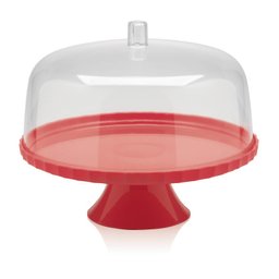 Boleira Festa 25 Cm Com Pé Vermelho Multiuso Cozinha Bolo Ou - 1 Boleira Festa 25 Cm Com Pé Vermelho Multiuso Cozinha Bolo Ou - 1