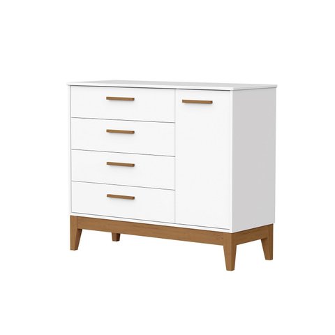 Comoda Sapateira Flip 1 Porta 4 Gavetas Branco Fosco
