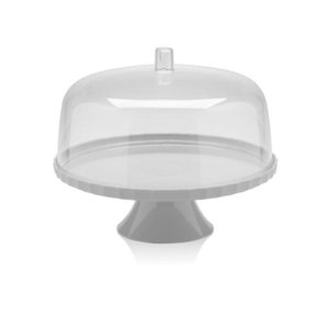 Boleira De Festa Multiuso Cozinha 30 Cm Com Pé Branco