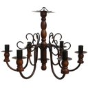 Ver imagem 1 de Lustre De Madeira Torneado 6 Bocais Decoração Área Provençal - Verniz