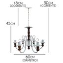 Ver imagem 2 de Lustre De Madeira Torneado 6 Bocais Decoração Área Provençal - Branco & Verniz