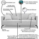 Ver imagem 2 de Sofá 3 Lugares 2,20m Estofado em Linho Rústico Grigio com Pés Metálicos - Living Lucadi Home