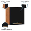 Ver imagem 3 de Armário Aéreo de Cozinha 1 Porta 0,59m Favorita Natura / Preto