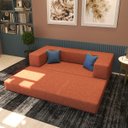 Ver imagem 2 de Sofá Modular Dobrável 3 em 1 Puff Sofá Cama Confortável em Espuma Alta Densidade - Terracota