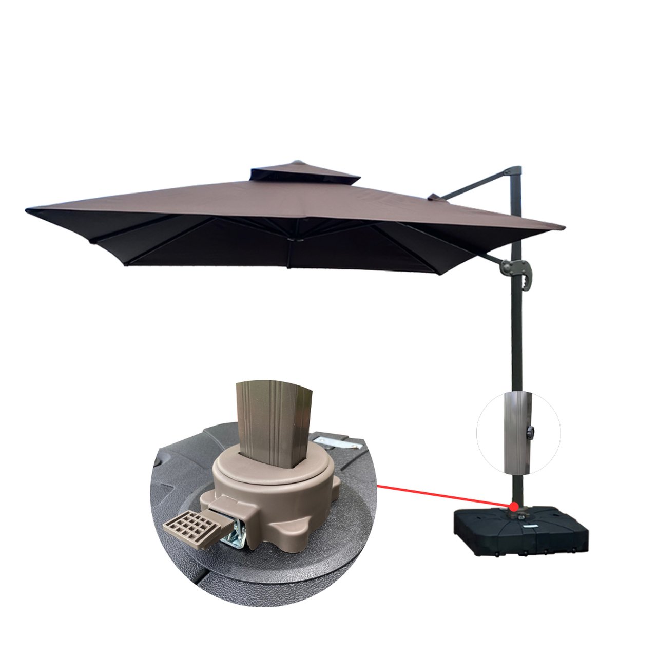 Ombrelone Guarda Sol Java Aluminio 2,5 X 2,5 C/ Base 100l - 11