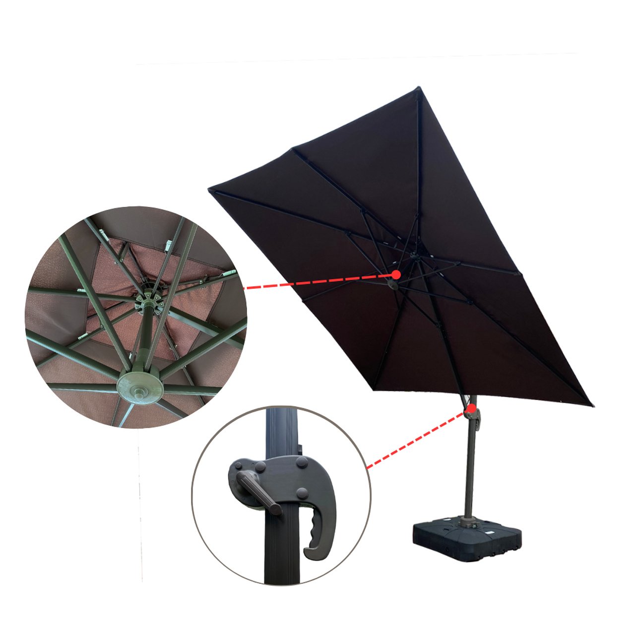 Ombrelone Guarda Sol Java Aluminio 2,5 X 2,5 C/ Base 100l - 7