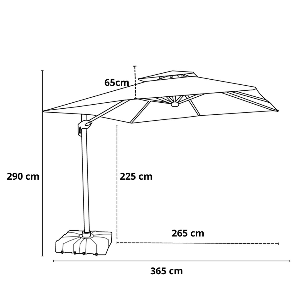Ombrelone Guarda Sol Java Aluminio 2,5 X 2,5 C/ Base 100l - 10