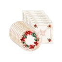 Ver imagem 2 de Kit Sousplat + Guardanapo Natal Flores Ii Nsw 8 Peças com Base