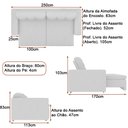 Ver imagem 4 de Sofá Retrátil e Reclinável Bipartido 4 Lugares 250cm Sonza Veludo Bege - Sallar Home