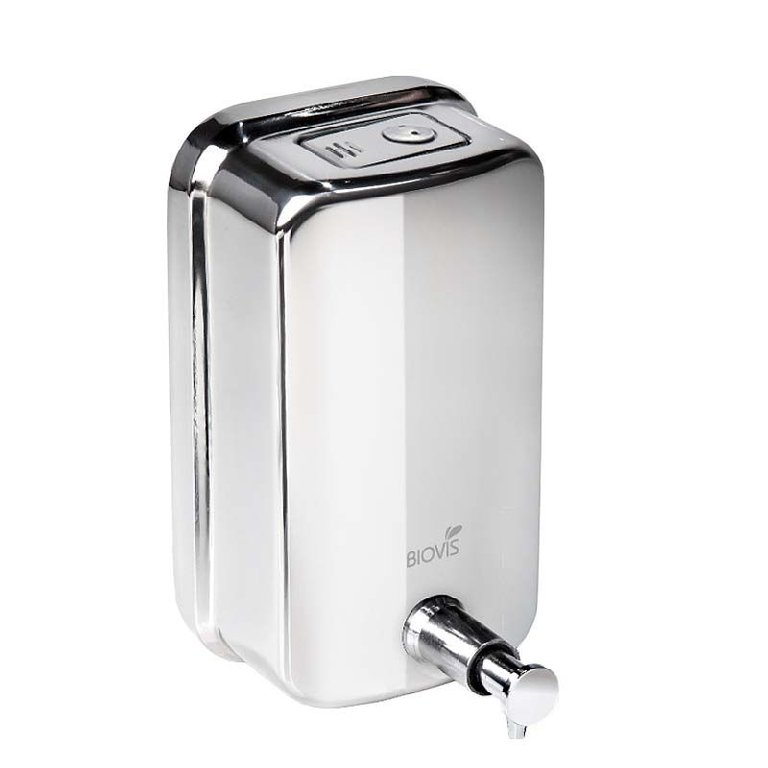 Saboneteira Inox 1000ml Dispensador Manual de Sabonete Líquido Alcool Gel Biovis