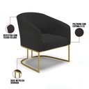 Ver imagem 5 de Kit 02 Poltronas Veludo Base Industrial Dourada Preto
