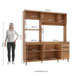 Cozinha Compacta Luna Kappesberg 3 Peças Canela 192,5cm - 3