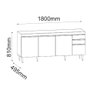 Balcão Cozinha Ágatha 180cm Branco S/ Tampo - Vallisa Decor - 4