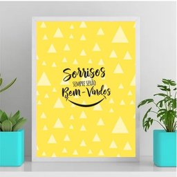 Quadro Sorrisos Sempre Serão Bem Vindos 33x24cm:Madeira preta - 2