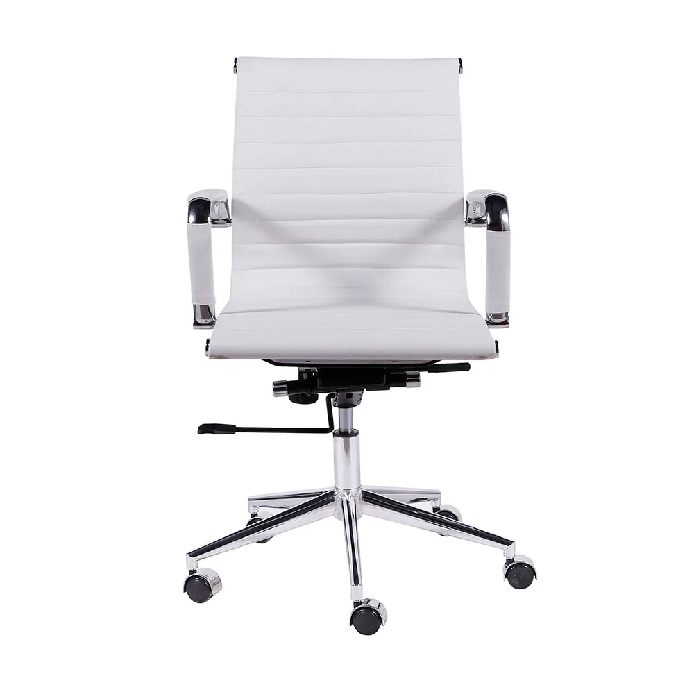 Ver imagem 2 de Cadeira de Escritório Executiva Giratória Pu Branco com Braços