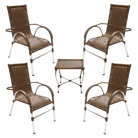 Kit 4 Cadeiras Vênus e Mesa de Centro Garden Argila