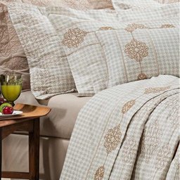 Kit Cobre Leito + Jogo de Cama Queen Bristol - 100% Alg. 200 Fios 07 Peças - Caqui - 4