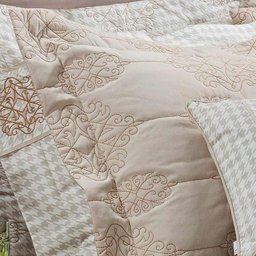 Kit Cobre Leito + Jogo de Cama Queen Bristol - 100% Alg. 200 Fios 07 Peças - Caqui - 3