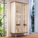 Ver imagem 2 de Cristaleira Decorativo com Led Portas de Vidro Évora Off White/cinamomo G26 - Hb Móveis