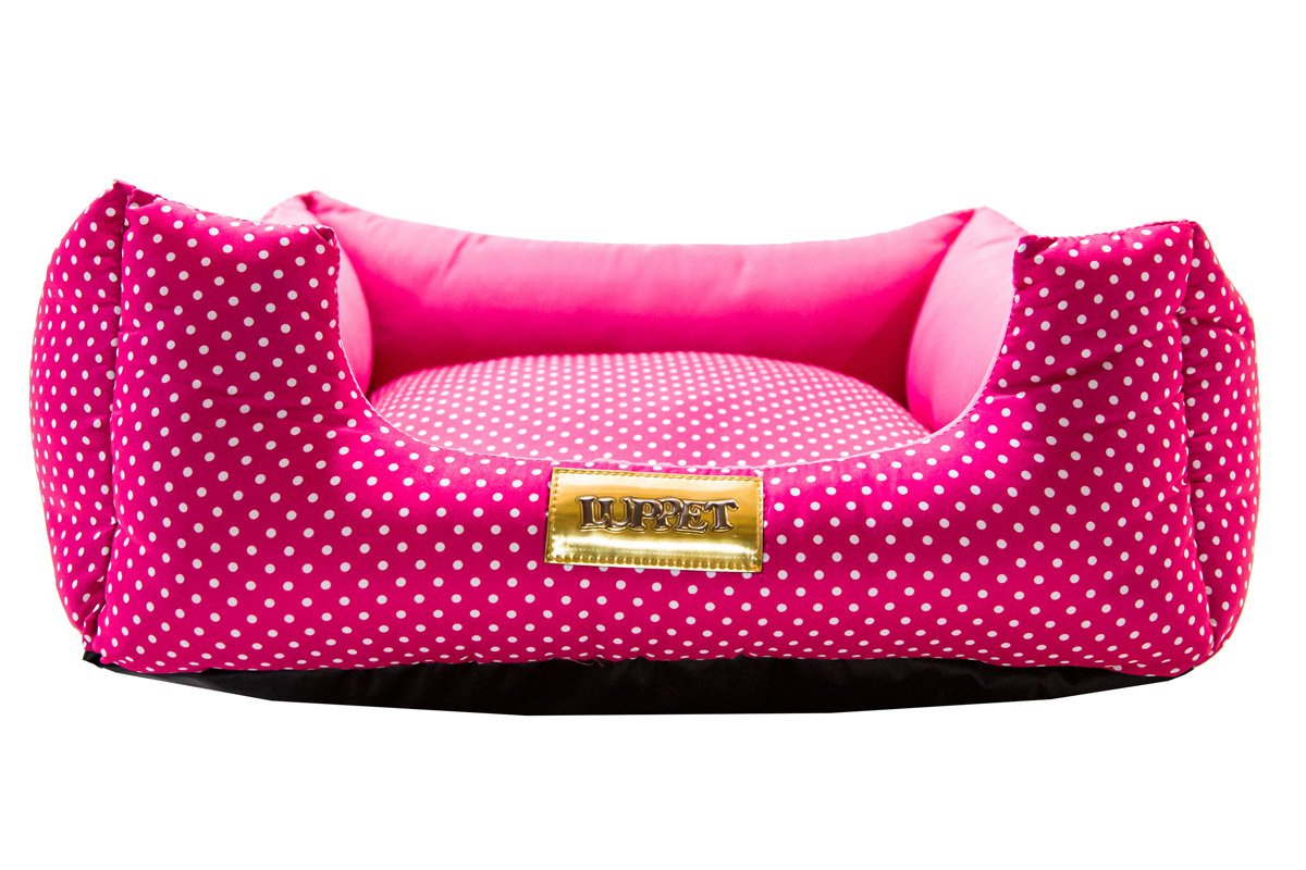 Cama Luppet Quadrada Luxo para Cachorro ou Gato Rosa Poa M