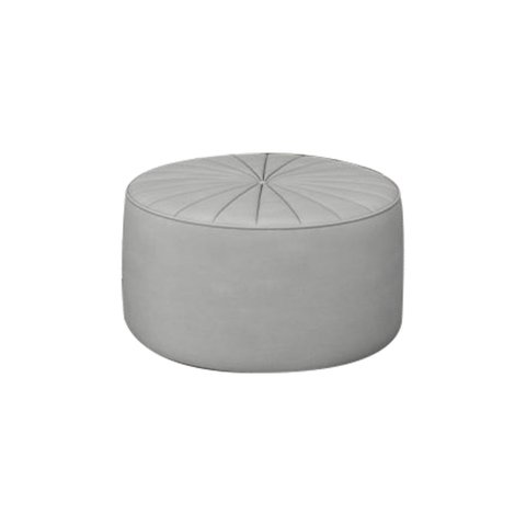 Puff Decorativo Sala De Estar Round Veludo Cinza Claro - Gran Belo