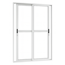 Ver imagem 1 de Porta Sacada de Aluminio Branco 2 Folhas Móveis Linha 25 com Fechadura 2,10x1,20