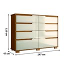 Ver imagem 3 de Cômoda Grande 147 Cm 8 Gavetas Georgia Moval Freijó/off White
